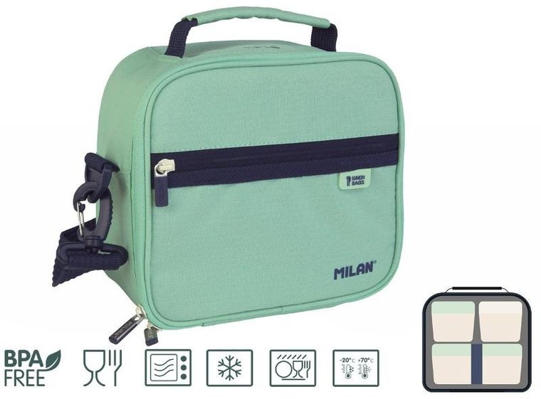 Milan, torba termiczna z 3 pojemnikami na lunch, zielona, 3,5l