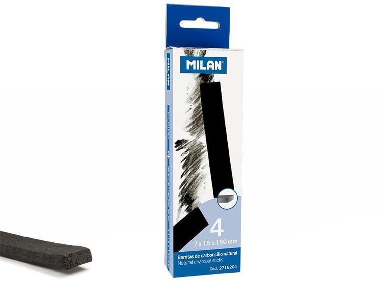 Milan, węgiel rysunkowy, 15 - 7 mm, 4 szt. w pudełku