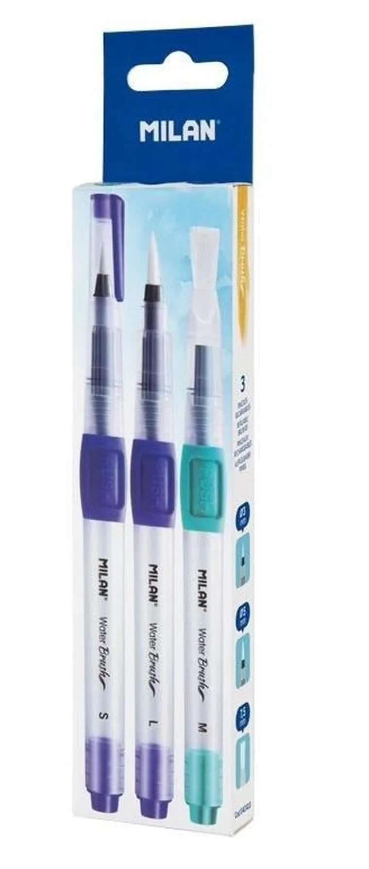 Milan, zestaw pędzli wodnych, 3 szt.