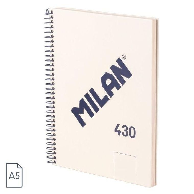 Milan, zeszyt na spirali, A5, 80 kartek, gładki, beżowy, 1 szt.