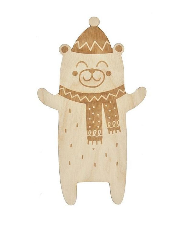 Milin, drewniana zakładka do książki z grawerem, miś