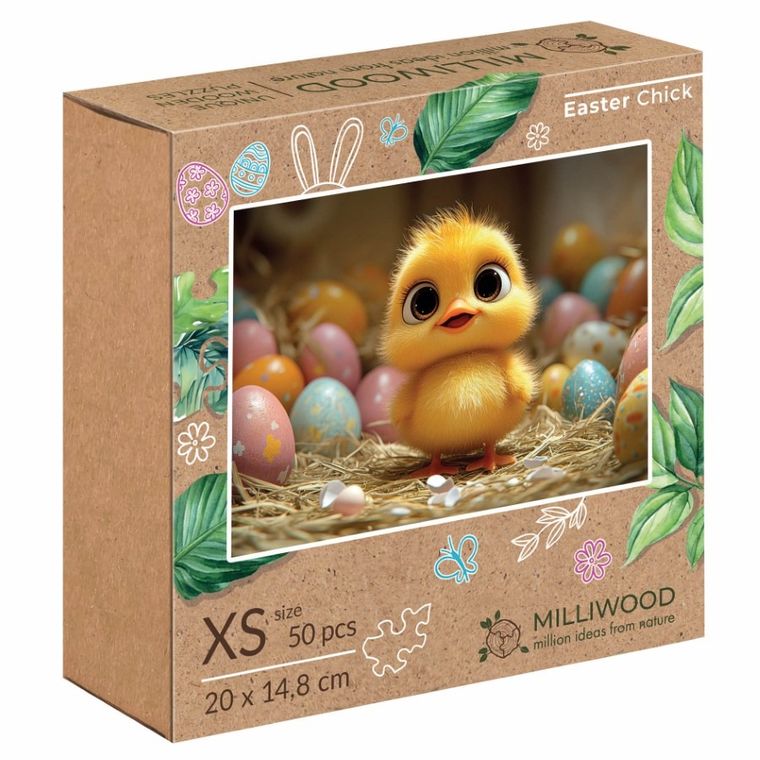 Milliwood, Wielkanocny Kurczaczek, puzzle drewniane, 50 elementów