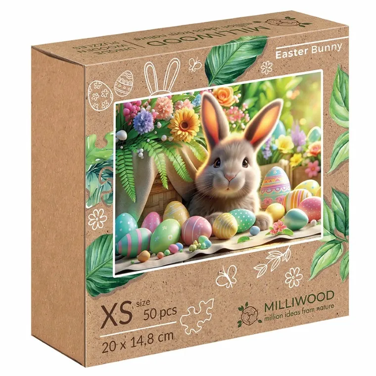 Milliwood, Wielkanocny Zajączek, puzzle drewniane, 50 elementów
