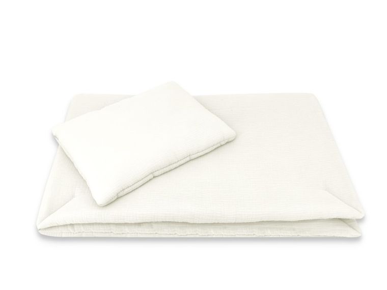 MimiNu, 2-częściowy komplet pościeli muślinowej z wypełnieniem, śmietanka, 75-100 cm