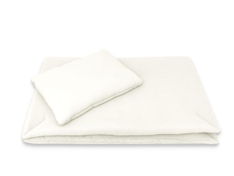 MimiNu, 2-częściowy komplet pościeli z wypełnieniem, całoroczny, muślin bawełniany, śmietanka, 60-70 cm + 40-30 cm