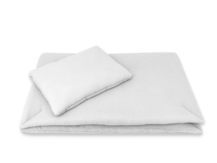 MimiNu, 2-częściowy komplet pościeli z wypełnieniem, całoroczny, muślin bawełniany, szary, 60-70 cm + 40-30 cm