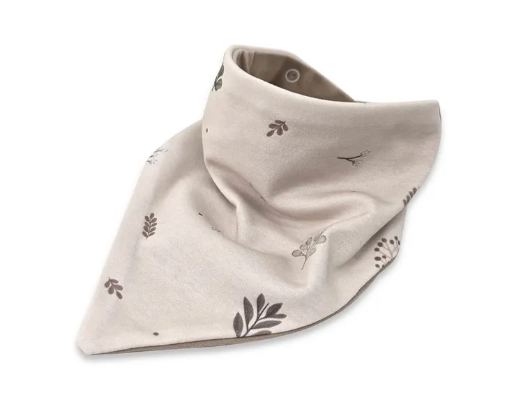 MimiNu, apaszka soft, 2 napki do regulacji, listki+mokka, 45-25 cm