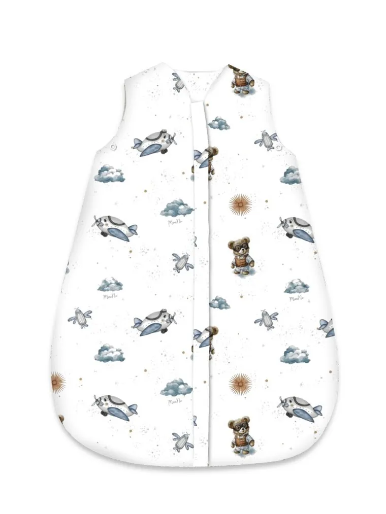 MimiNu, Avi, Misie, śpiworek bawełniany, błękit, letni, TOG 0.5, 3-12m