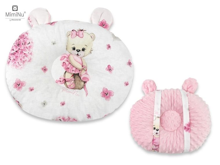 MimiNu, Baletnica, Miś, poduszka profilowana, minky, róż