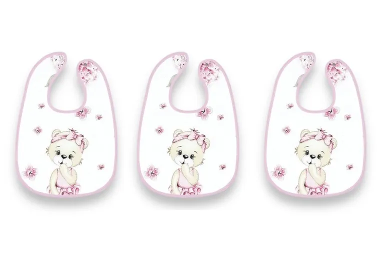 MimiNu, Baletnica, śliniak na zapinkę, róż, 3 szt.