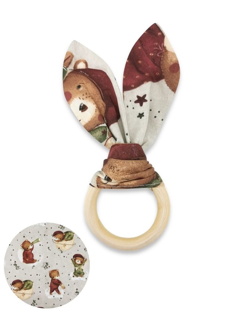 MimiNu, Bunny, Miś na Księżycu, ekologiczny gryzak sensoryczny, drewniany