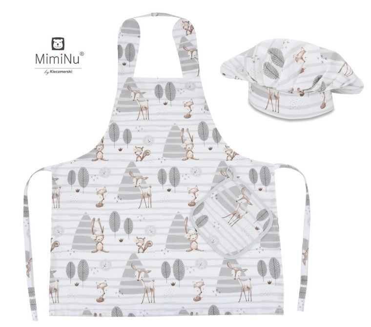 MimiNu by Kieczmerski, zestaw małego kucharza, bawełna, las