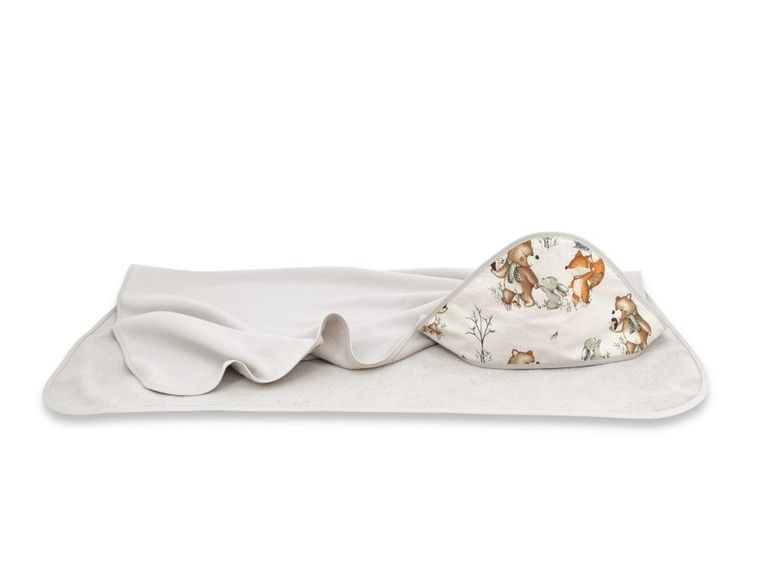 MimiNu, Czas na zabawę, okrycie kąpielowe termofrotte, beż, 100-100 cm