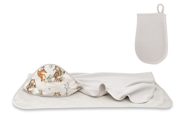 MimiNu, Czas na zabawę, zestaw: okrycie kąpielowe + myjka