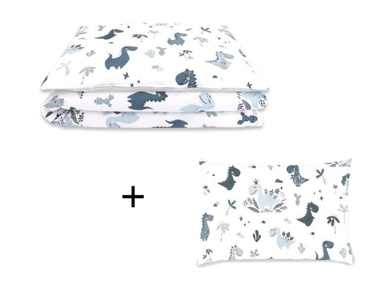 MimiNu, Dino, 3-częściowy komplet pościeli, granat, 120-90 cm