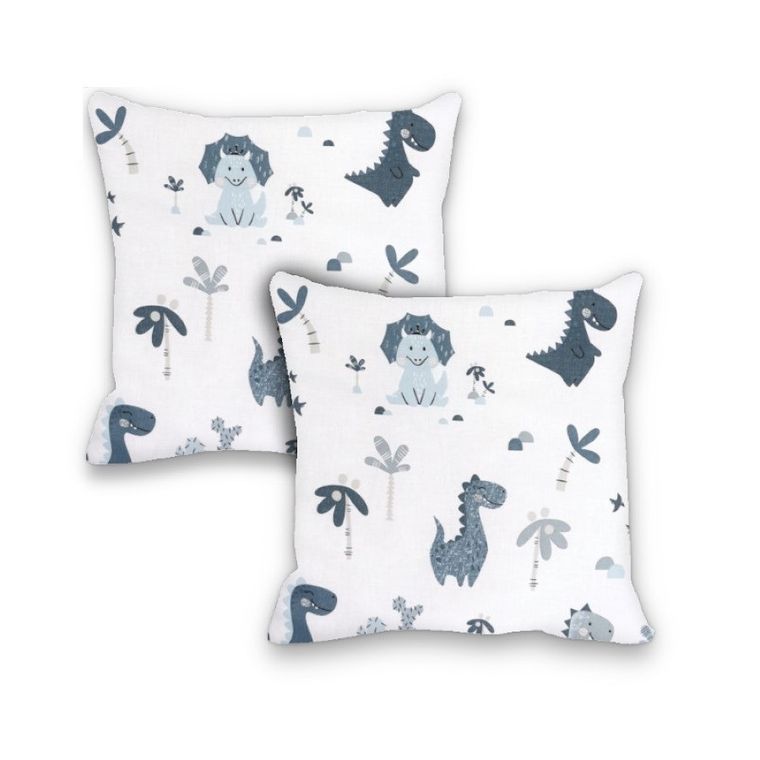MimiNu, Dino, poszewka na poduszkę, granat, 40-40 cm, 2 szt.