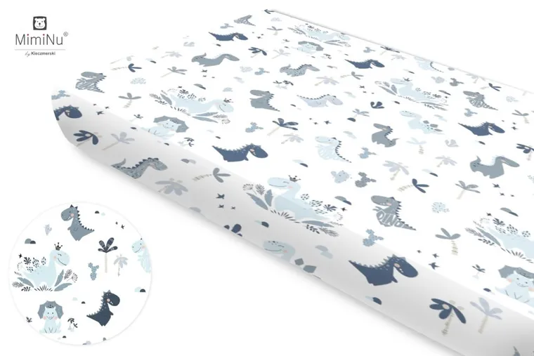 MimiNu, Dino, prześcieradło bawełniane z gumką, 80-160 cm