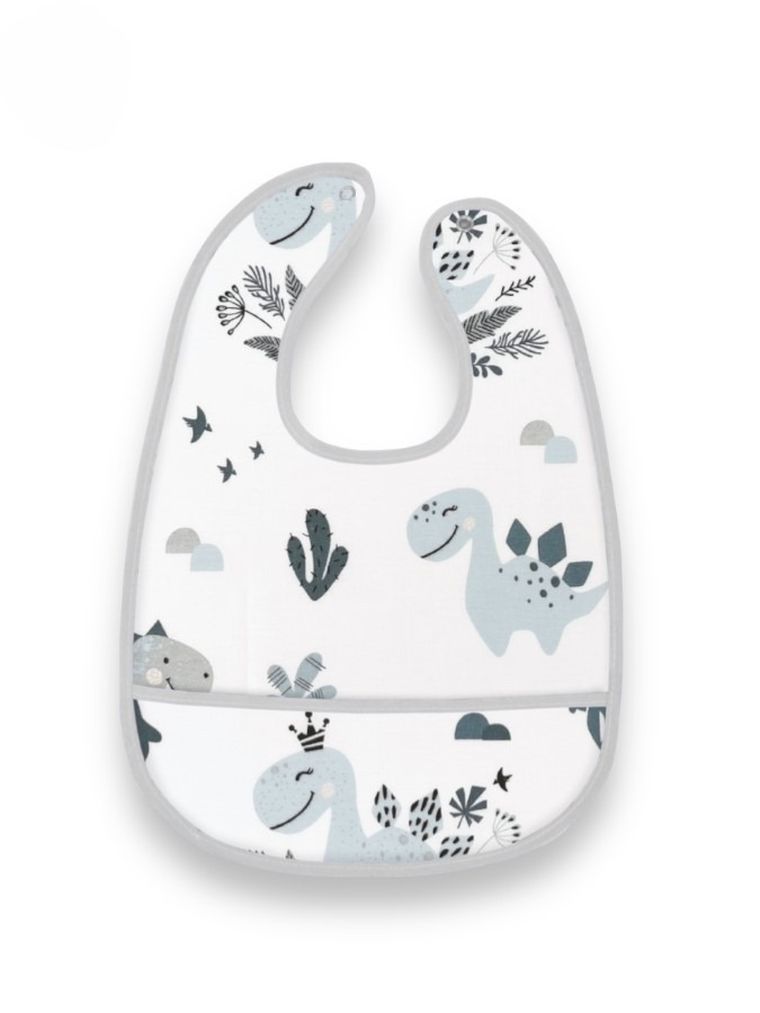 MimiNu, Dino, śliniak dla przedszkolaka z kieszonką, wodoodporny, granat