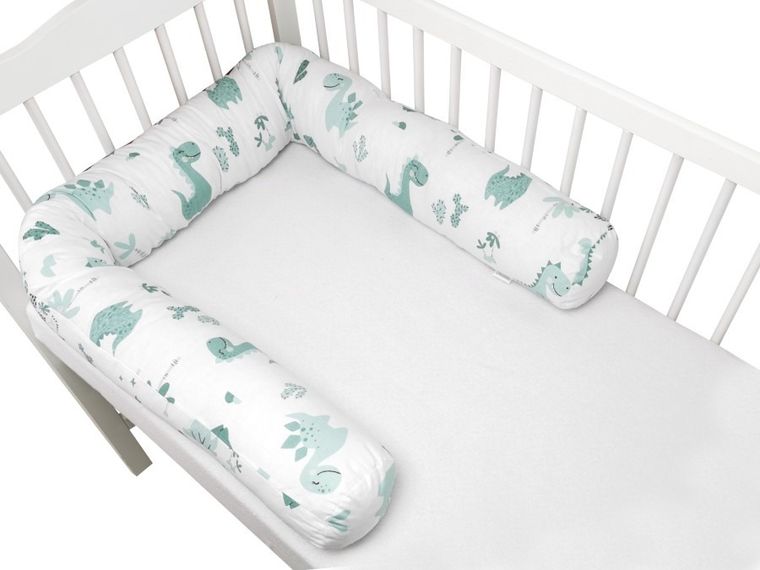 MimiNu, Dino, wałek, ochraniacz na suwak, bawełna, mięta, 180-10 cm