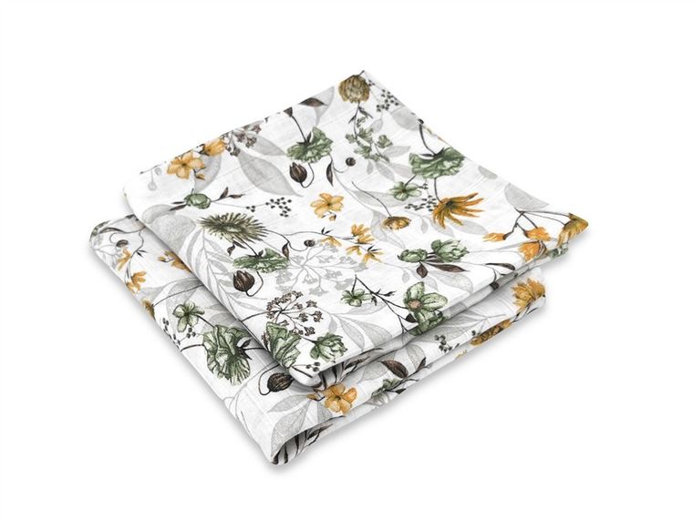 MimiNu, Duo, Botanika, pielucha muślinowa, 75-75 cm, 2 szt.