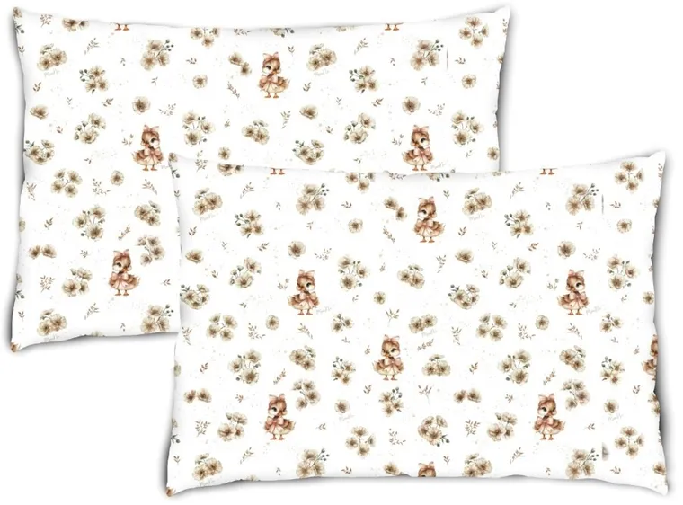 MimiNu, Duo, Kaczuszki, poszewka na poduszkę, beż, 60-40 cm, 2 szt.