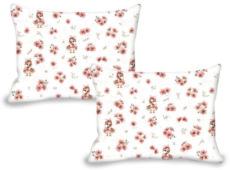 MimiNu, Duo, Kaczuszki, poszewka na poduszkę, pudrowy róż, 30-40 cm, 2 szt.
