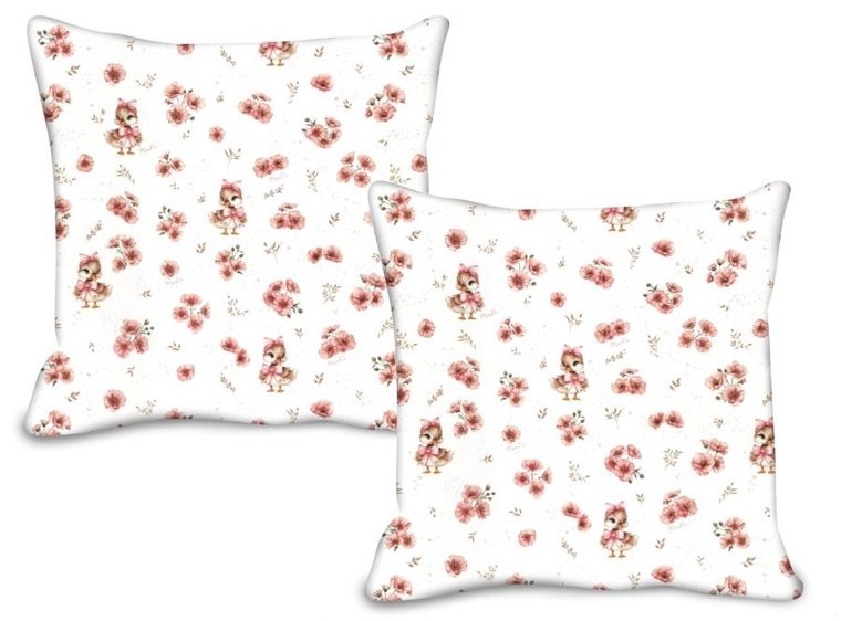 MimiNu, Duo, Kaczuszki, poszewka na poduszkę, pudrowy róż, 40-40 cm, 2 szt.