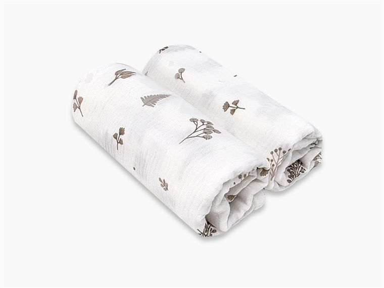 MimiNu, Duo, Listki beż, pielucha muślinowa, 75-75 cm, 2 szt.