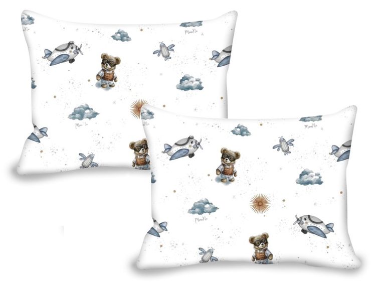 MimiNu, Duo, Misie, poszewka na poduszkę, błękit, 30-40 cm, 2 szt.