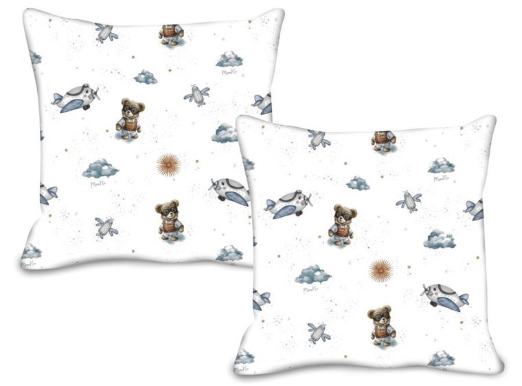 MimiNu, Duo, Misie, poszewka na poduszkę, błękit, 40-40 cm, 2 szt.