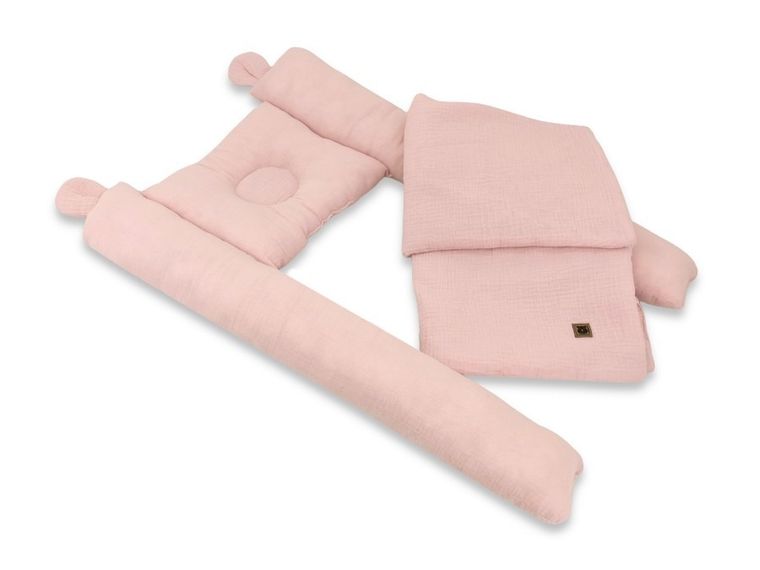 MimiNu, Duo, zestaw do gondoli, kosza Mojżesza, muślin, pudrowy róż