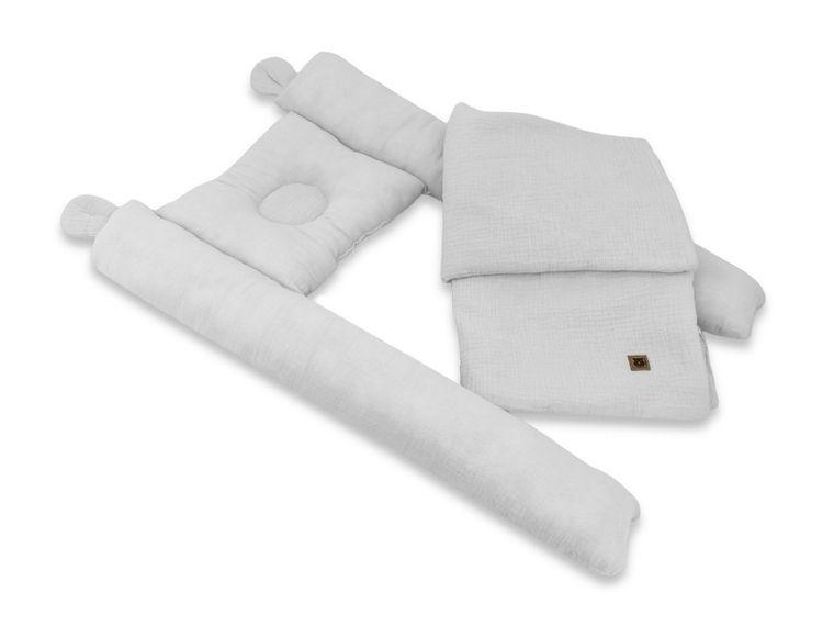 MimiNu, Duo, zestaw do gondoli, kosza Mojżesza, muślin, szary