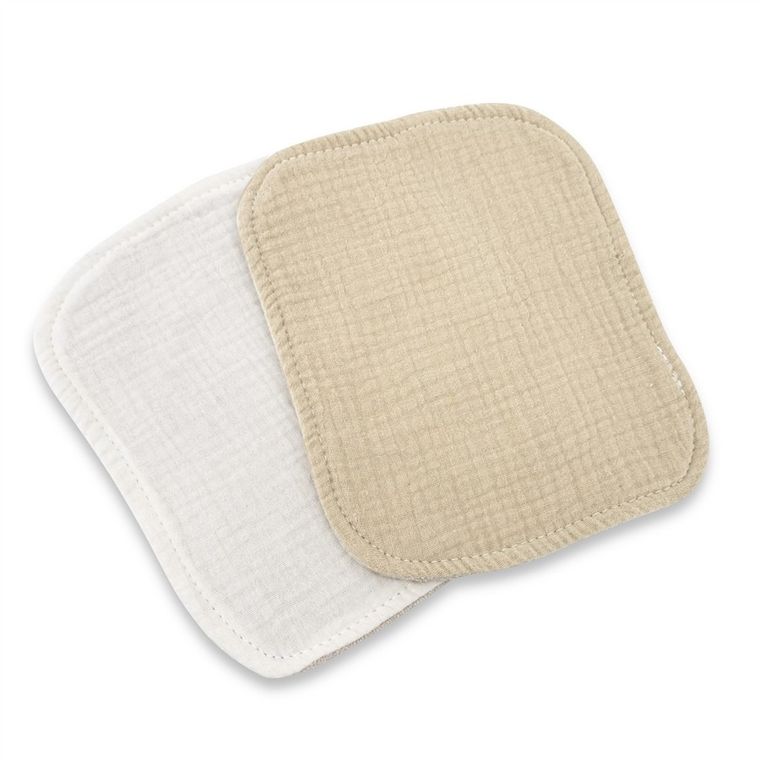 MimiNu, DUO, zestaw myjek kąpielowych z bambusa i muślinu, mokka, 18-14 cm, 2 szt.