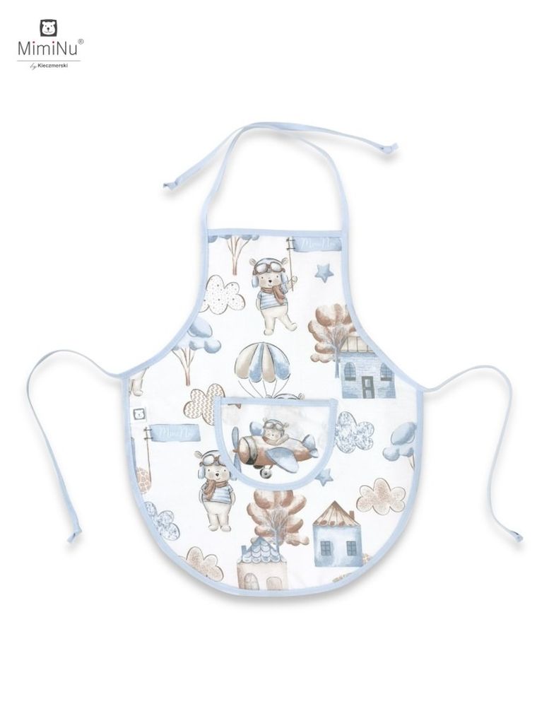 MimiNu, fartuszek dziecięcy, bawełna, piloci, błękit