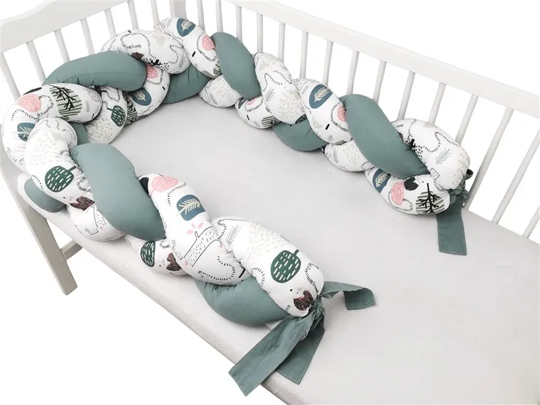 MimiNu, Jeżyk, ochraniacz do łóżeczka, warkocz, mięta, 240-250 cm