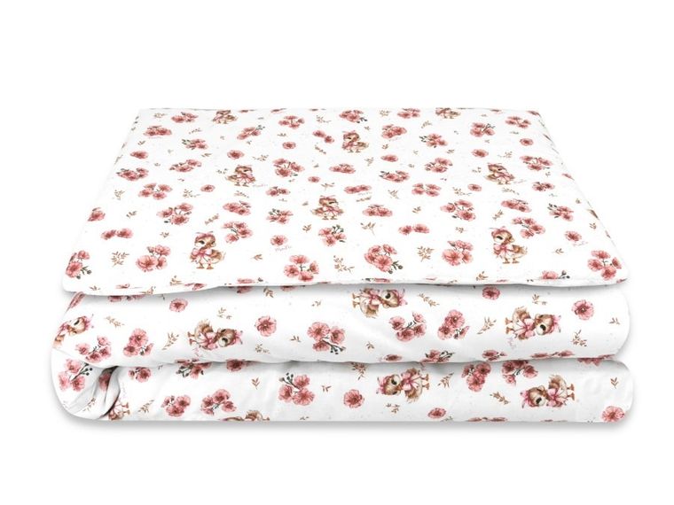 MimiNu, Kaczuszki, 2-częściowy komplet pościeli z wypełnieniem, pudrowy róż, 120-90 cm