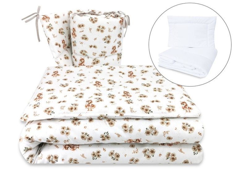 MimiNu, Kaczuszki, 5-częściowy komplet pościeli, beż, 135-100 cm