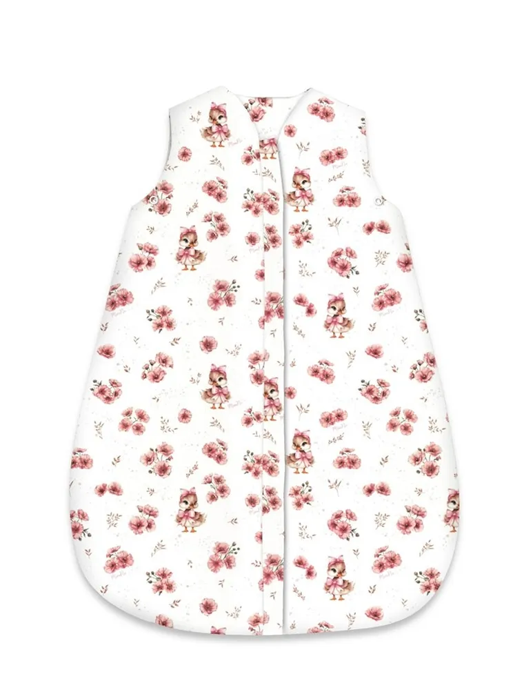 MimiNu, Kaczuszki, Avi, śpiworek do spania na suwak, bawełna, całoroczny, TOG 1.5-1.75, pudrowy róż, 74 cm