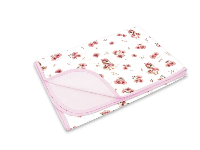 MimiNu, Kaczuszki, lekki kocyk dziecięcy, jersey, pudrowy róż, 60-70 cm