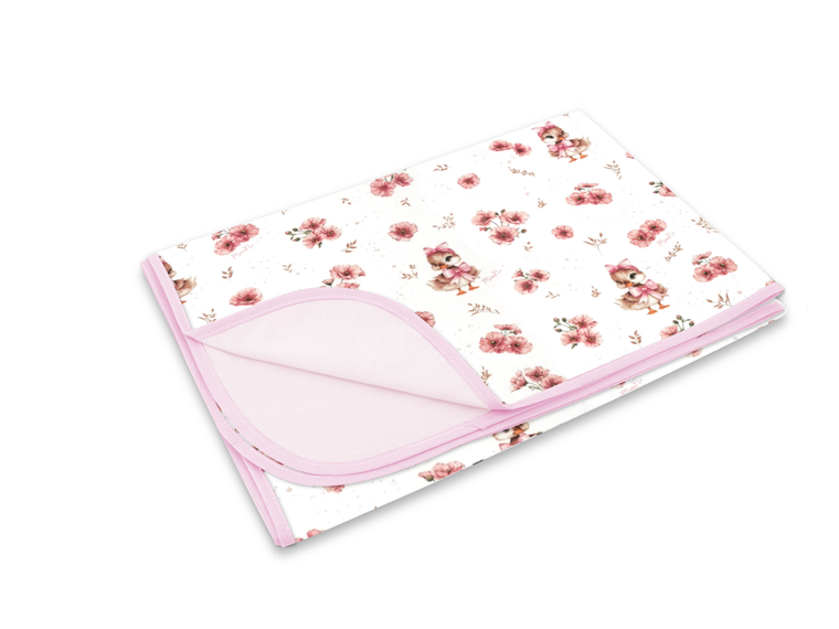 MimiNu, Kaczuszki, lekki kocyk dziecięcy, jersey, pudrowy róż, 75-100 cm