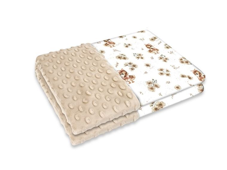 MimiNu, Kaczuszki, lekki kocyk dziecięcy, minky, beż, 60-70 cm