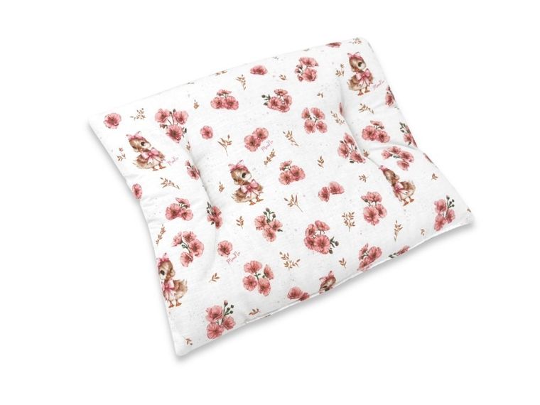 MimiNu, Kaczuszki, poduszka bawełniana, pudrowy róż, 30-40 cm