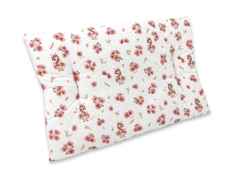 MimiNu, Kaczuszki, poduszka bawełniana, pudrowy róż, 60-40 cm