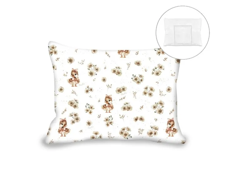 MimiNu, Kaczuszki, poduszka z poszewką, beż, 30-40 cm