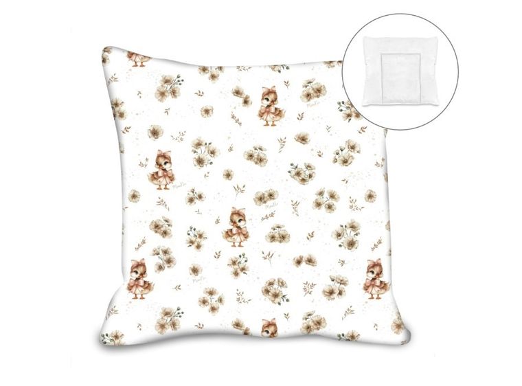 MimiNu, Kaczuszki, poduszka z poszewką, beż, 40-40 cm