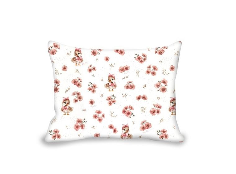 MimiNu, Kaczuszki, poszewka bawełniana, pudrowy róż, 40-30 cm