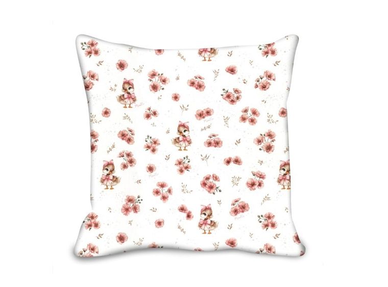 MimiNu, Kaczuszki, poszewka bawełniana, pudrowy róż, 40-40 cm