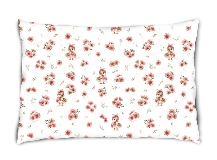 MimiNu, Kaczuszki, poszewka bawełniana, pudrowy róż, 60-40 cm