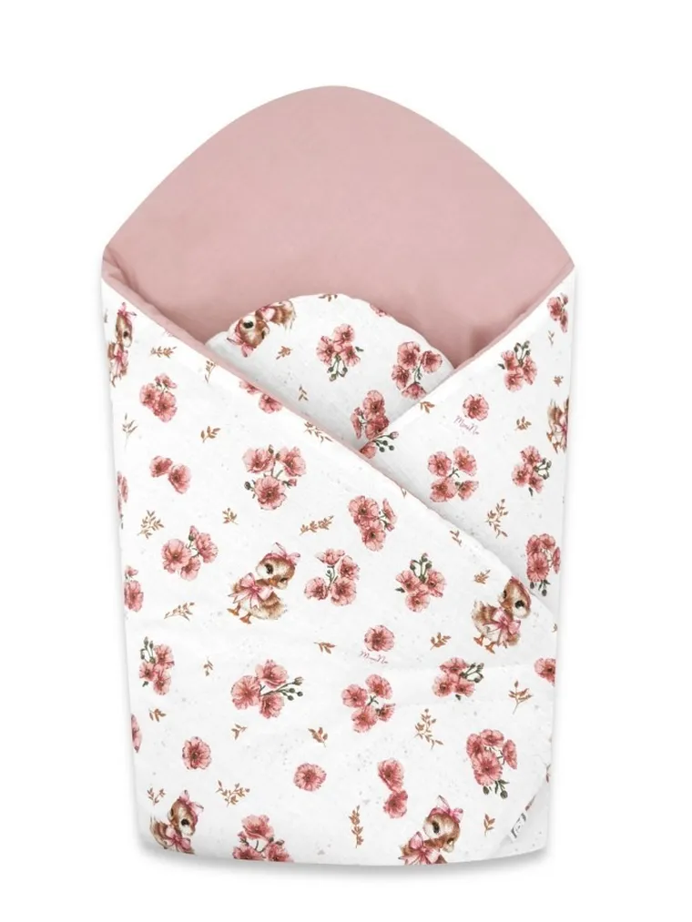 MimiNu, Kaczuszki, rożek niemowlęcy, pudrowy róż, 75-75 cm