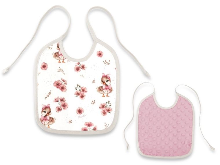 MimiNu, Kaczuszki, śliniak wodoodporny, minky, pudrowy róż